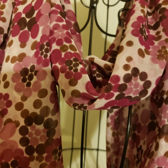 Soft Infinity scarf, pink, mauve, cream dots - Picture 3 of 3